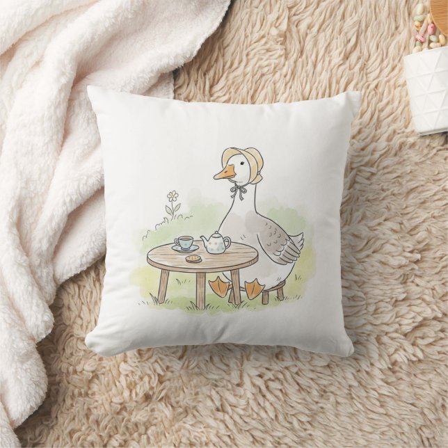 Watercolor Goose Tea Party Kissen (Decke)