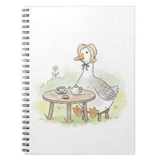 Watercolor Goose Tea Party Notizblock
