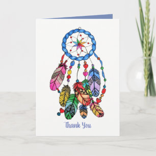 Watercolor gorgeous rainbow dream catcher dankeskarte