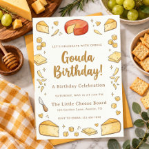 Watercolor Gouda Birthday Food Party Cheese Lover
