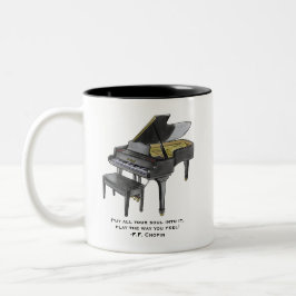 Watercolor Grand Piano Illustration Chopin Quote Zweifarbige Tasse