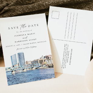 Watercolor Grand Rapids Michigan City Skyline Postkarte