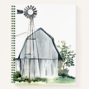 Watercolor Gray Barn Notizbuch
