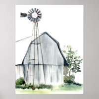 Watercolor Gray Barn