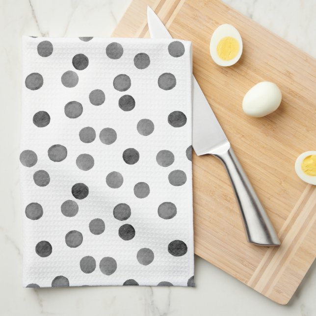 Watercolor  gray black and whit polka dot pattern geschirrtuch (Viertel Falte)
