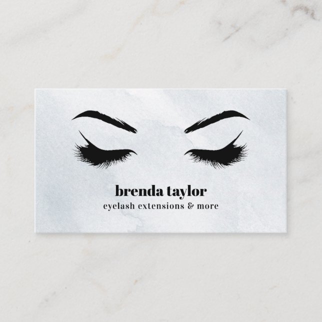 Watercolor GRAY chic Eyelash Browbar beruflich Visitenkarte (Vorderseite)