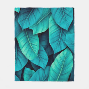 Watercolor Green Banana Foliage Muster Fleecedecke