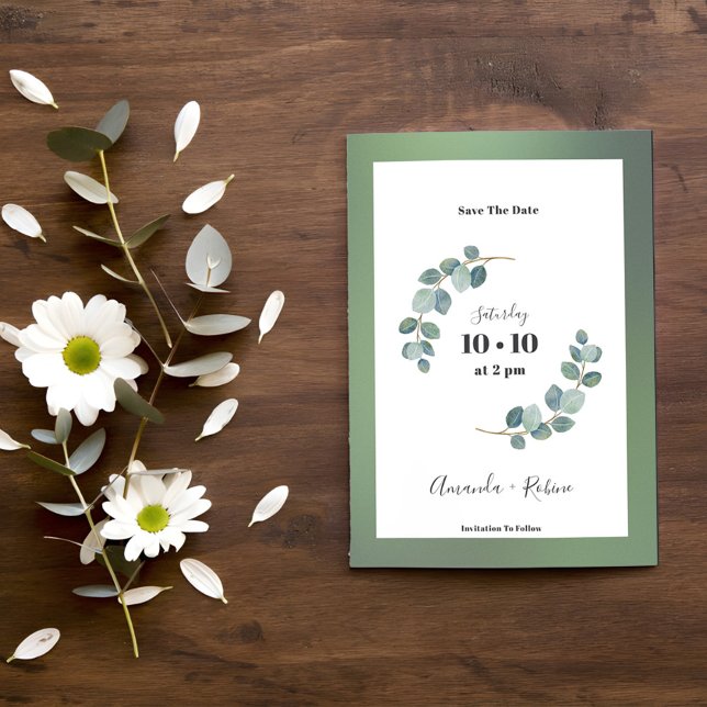 Watercolor Green Eucalyptus Save The Date (Von Creator hochgeladen)