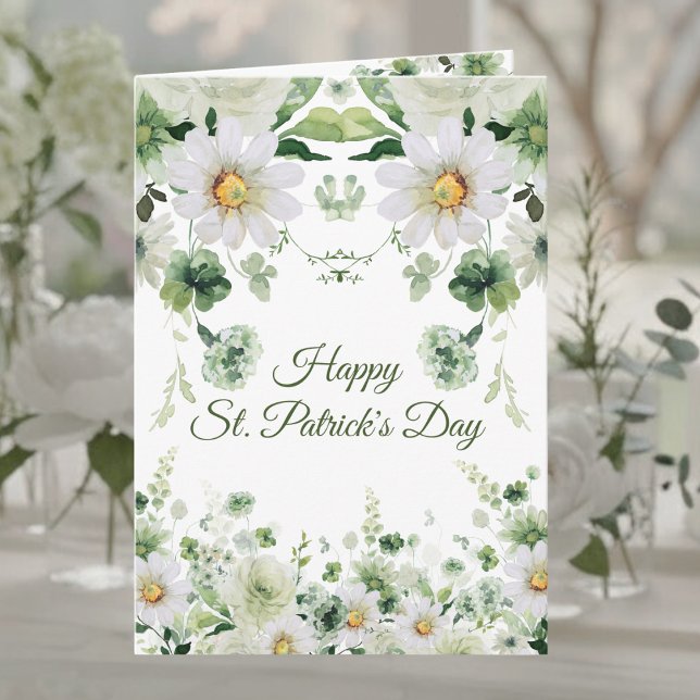 Watercolor Green Floral Happy St. Patrick's Day Karte (Von Creator hochgeladen)