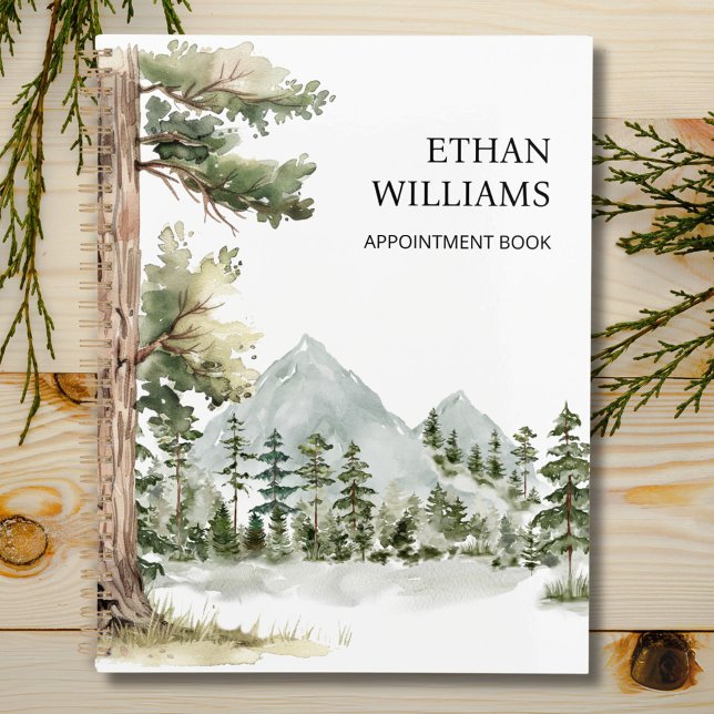 Watercolor Green Forest Personalized Appointment Planer (In situ)