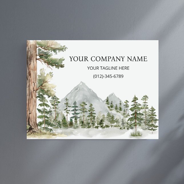 Watercolor Green Forest Personalized Business Poster (In situ)