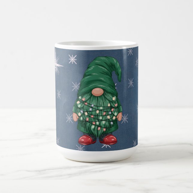 Watercolor Green Gnome Christmas Lights Kaffeetasse (Mittel)