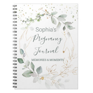 Watercolor Green Gold Foliage Pregnancy Journal Notizblock