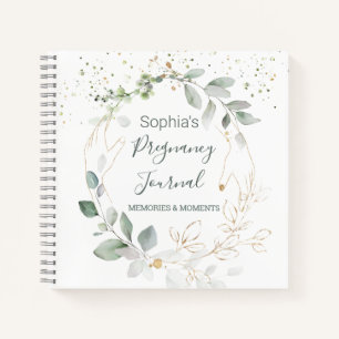 Watercolor Green Gold Foliage Pregnancy Journal Notizbuch