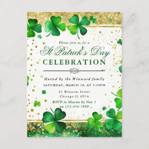 Watercolor Green & Gold Kleeblatt St Patrick's Day Postkarte