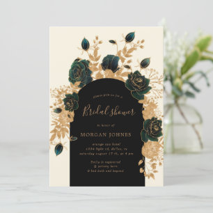 Watercolor Green Gold Rose Brautparty laden Einladung