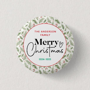 : Watercolor Green Grass - Festliches Weihnachtsfe Button