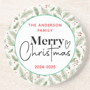 : Watercolor Green Grass - Festliches Weihnachtsfe Getränkeuntersetzer