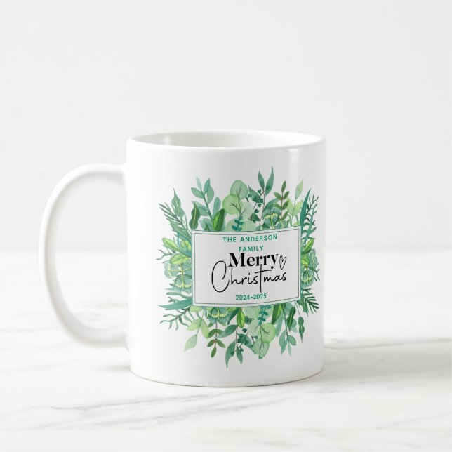 : Watercolor Green Grass - Festliches Weihnachtsfe Kaffeetasse (Links)