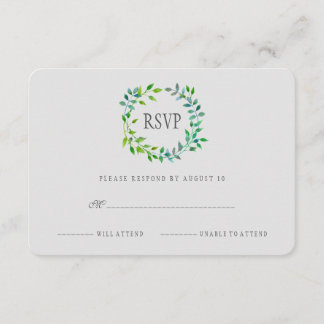 Watercolor Green Leaaf Wreath | UAWG RSVP Karte