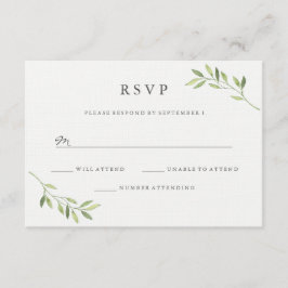 Watercolor Green Leaf Wedding RSVP Karte