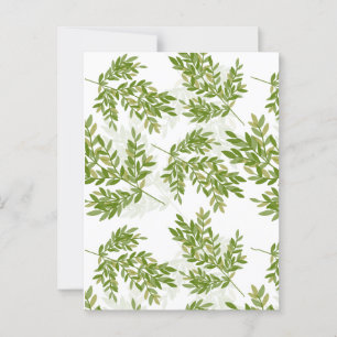 Watercolor Green Leafing Branchen Muster auf Gelb Postkarte