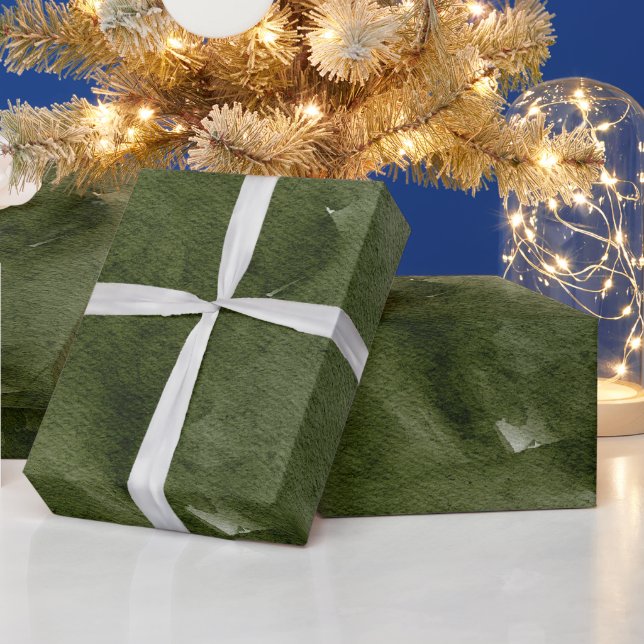 Watercolor Green Modernes Weihnachtsmuster Geschenkpapier (Feiertage)