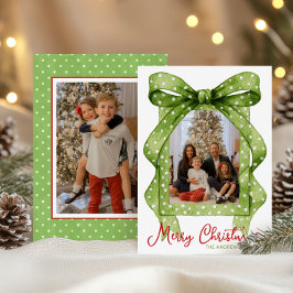 Watercolor Green Polka Dot Bow Weihnachtsgebäck Fo Feiertagskarte