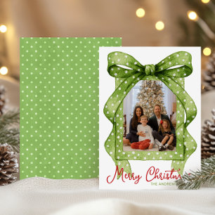 Watercolor Green Polka Dot Bow Weihnachtsgebäck Fo Feiertagskarte
