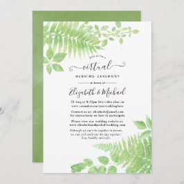 Watercolor Greenerage Foliage Online Virtual Weddi Einladung