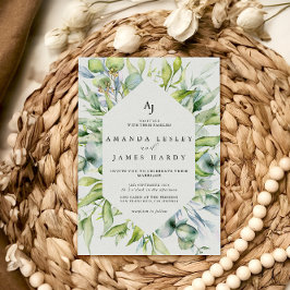 Watercolor Greenerie Rahmen Winter Wedding Party Einladung