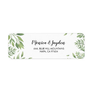 Watercolor Greenerie Wedding Return Label