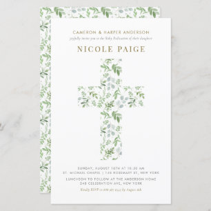 Watercolor Greenerity Cross Baby Dedicite