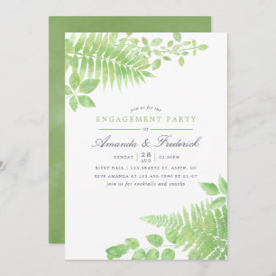 Watercolor Greenerity Foliage Engagement Party Einladung