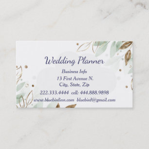 Watercolor Greenerity Foliage Wedding Planner Cust Visitenkarte