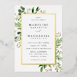 Watercolor Greenerity Frame Wedding Folieneinladung