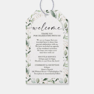 Watercolor Greenerity Gold Wedding Guest Bag Herzl Geschenkanhänger