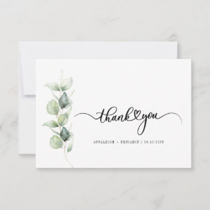 Watercolor Greenerity Script Wedding Vielen Dank Mitteilungskarte