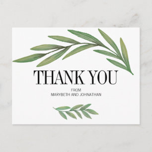 Watercolor Greenerity Wedding Danke Postcard Postkarte