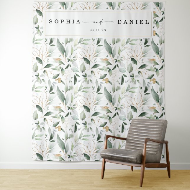 Watercolor Greenerity Wedding Foto Prop Hintergrun Wandteppich (Beispiel)