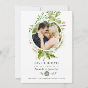 Watercolor Greenerity Wedding Foto Save The Date