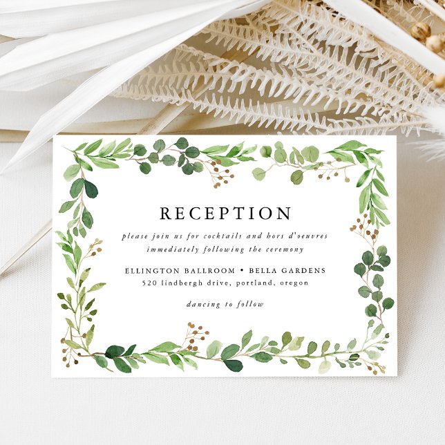 Watercolor Greenerity Wedding Reception Card Einladung (Von Creator hochgeladen)