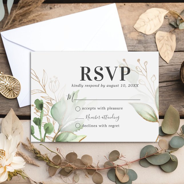 Watercolor Greenerity Wedding RSVP (Von Creator hochgeladen)