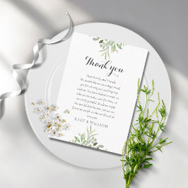 Watercolor Greenerity Wedding Script Vielen Dank Platzkarte