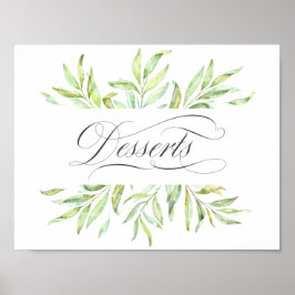Watercolor Greenerity Wedding Wüste Signage Poster