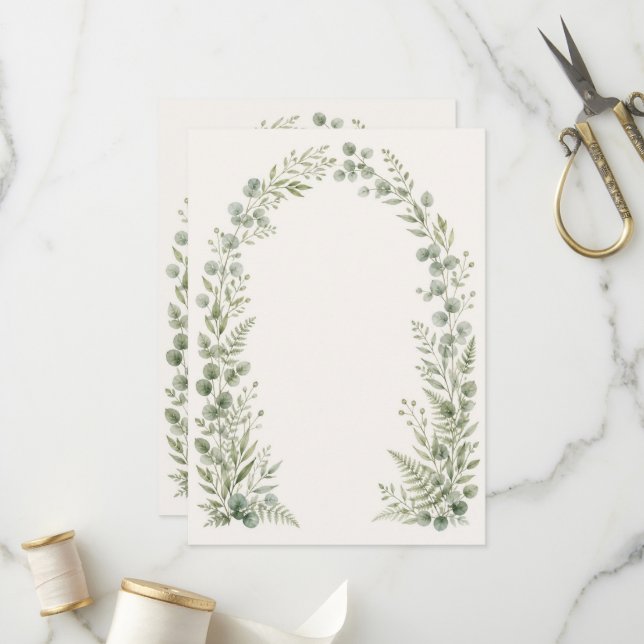 Watercolor Greenery Arch Wedding Program Programm (Vorderseite/Rückseite Beispiel)