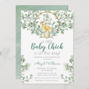 Watercolor Greenery Baby Chick Baby Shower Einladung
