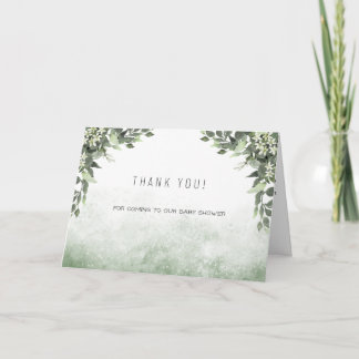 Watercolor Greenery Baby Dusche Vielen Dank Dankeskarte