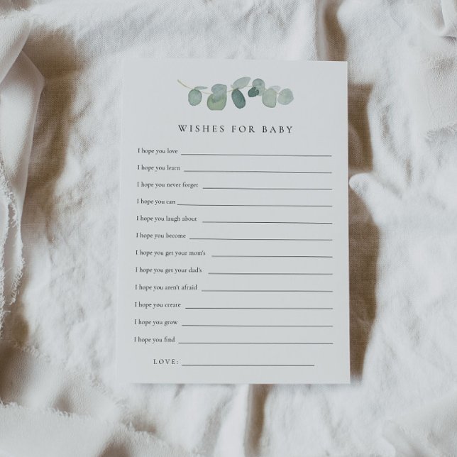 Watercolor Greenery Baby Dusche Wünsche für Baby Einladung (Von Creator hochgeladen)