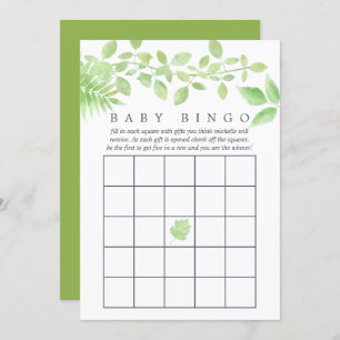 Watercolor Greenery Baby Shower Bingo Einladung